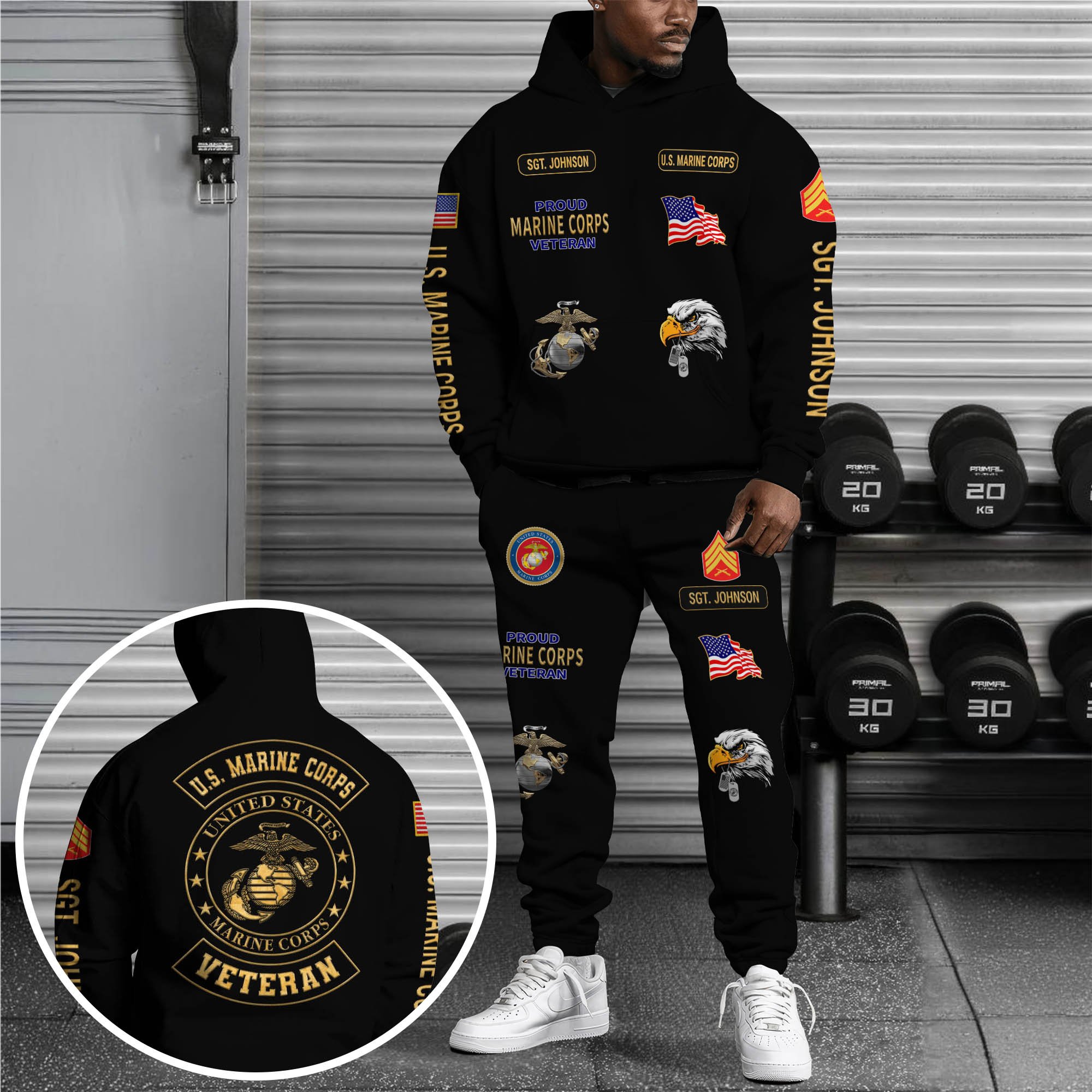 U.S. Marine Corps Hoodie And Jogger Set Custom Name And Rank, Military Clothings, Military Gifts ETRG-62923