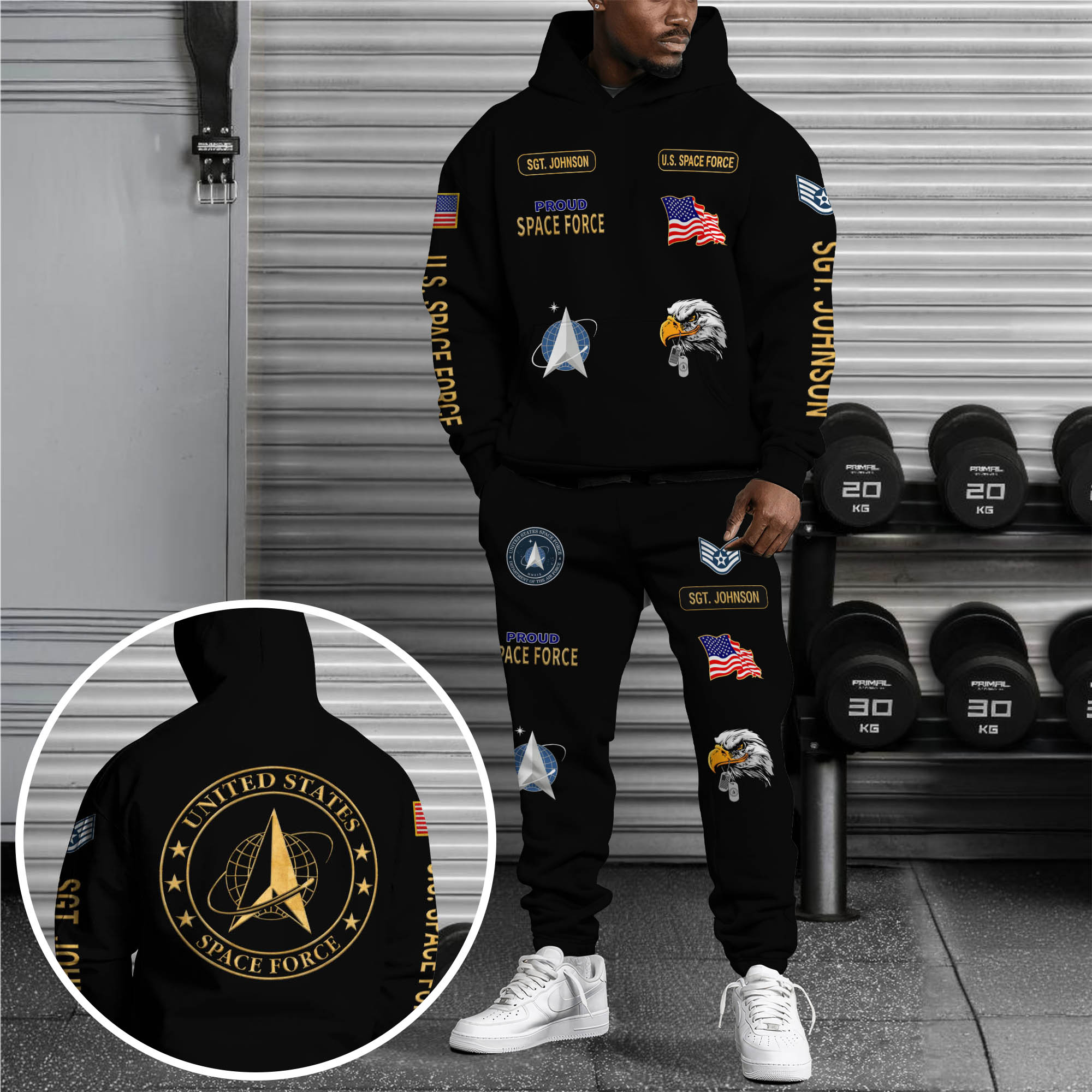 U.S. Space Force Hoodie And Jogger Set Custom Name And Rank, Military Clothings, Military Gifts ETRG-62923