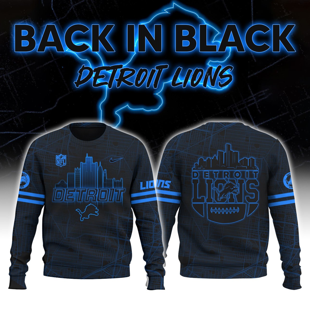 Detroit Lions Sweatshirt Sweatpants And Cap Custom Your Name, Sport Sweatshirt Shirt, FootBall Fan Gifts ETRG-63021