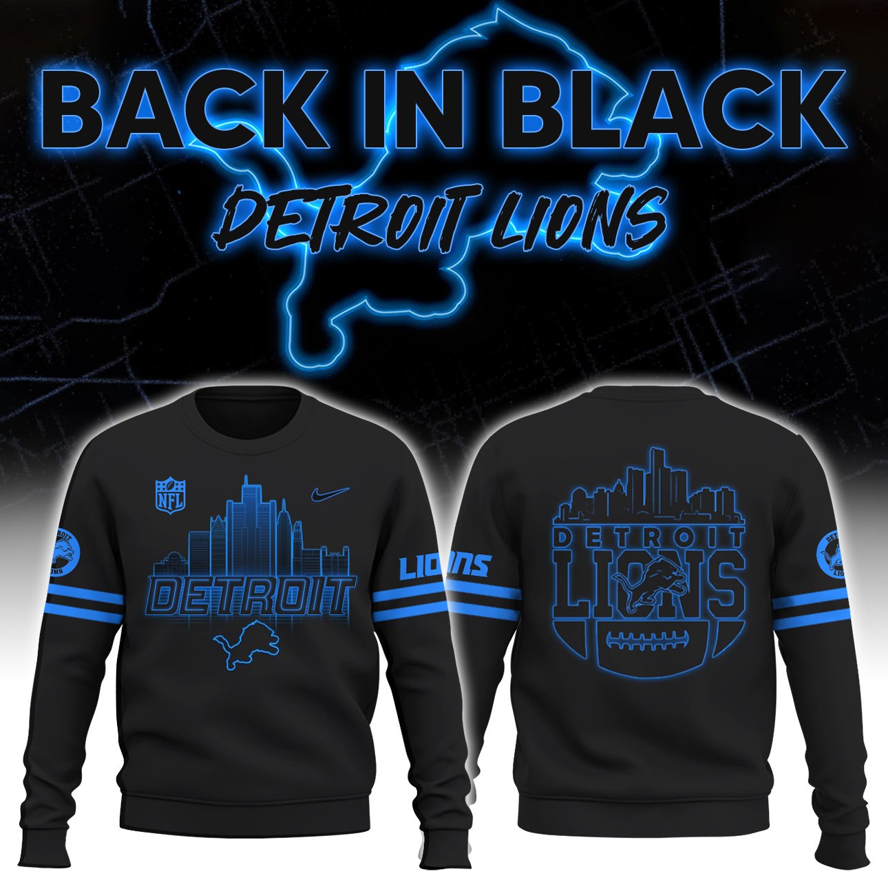 Detroit Lions Sweatshirt Sweatpants And Cap Custom Your Name, Sport Sweatshirt Shirt, FootBall Fan Gifts ETRG-63023